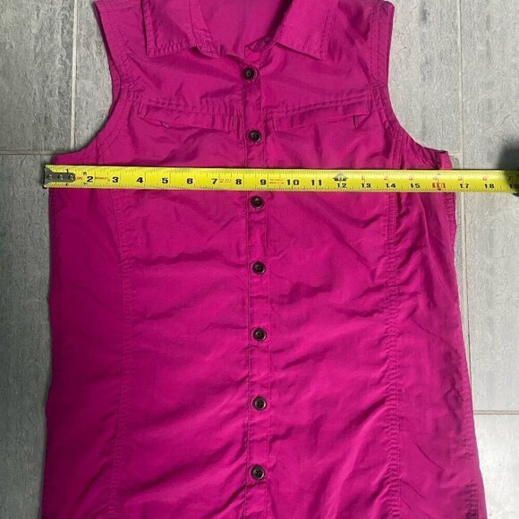 EMS Eastern Mountain Sports Sleeveless Collared Hiking Button Down Shirt Pink XS - Picture 7 of 9